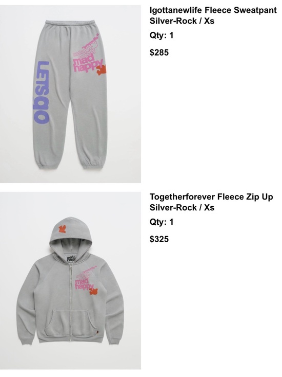 Madhappy Other - Madhappy Silver-Rock Graphic Fleece Hoodie & Sweatpants Set